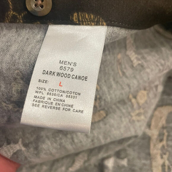 Woolrich Shirt Fish Canoe Graphic Heavyweight Button Up Mens L New - Picture 8 of 12